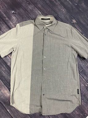 DKNY Two-Tone Grey Casual Button-Down Shirt
